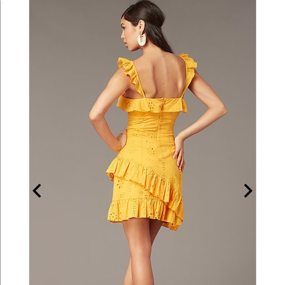 Eyelet-Lace Ruffle-Trimmed Short Party Dress SzL - Picture 2 of 3